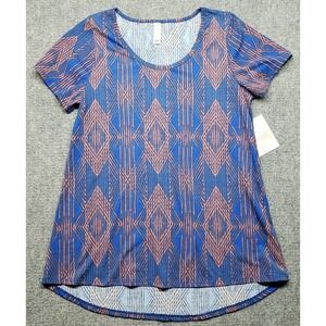 LulaRoe Classic T-Shirt Womens S Multicolor Geometric Round Neck Short Sleeve
